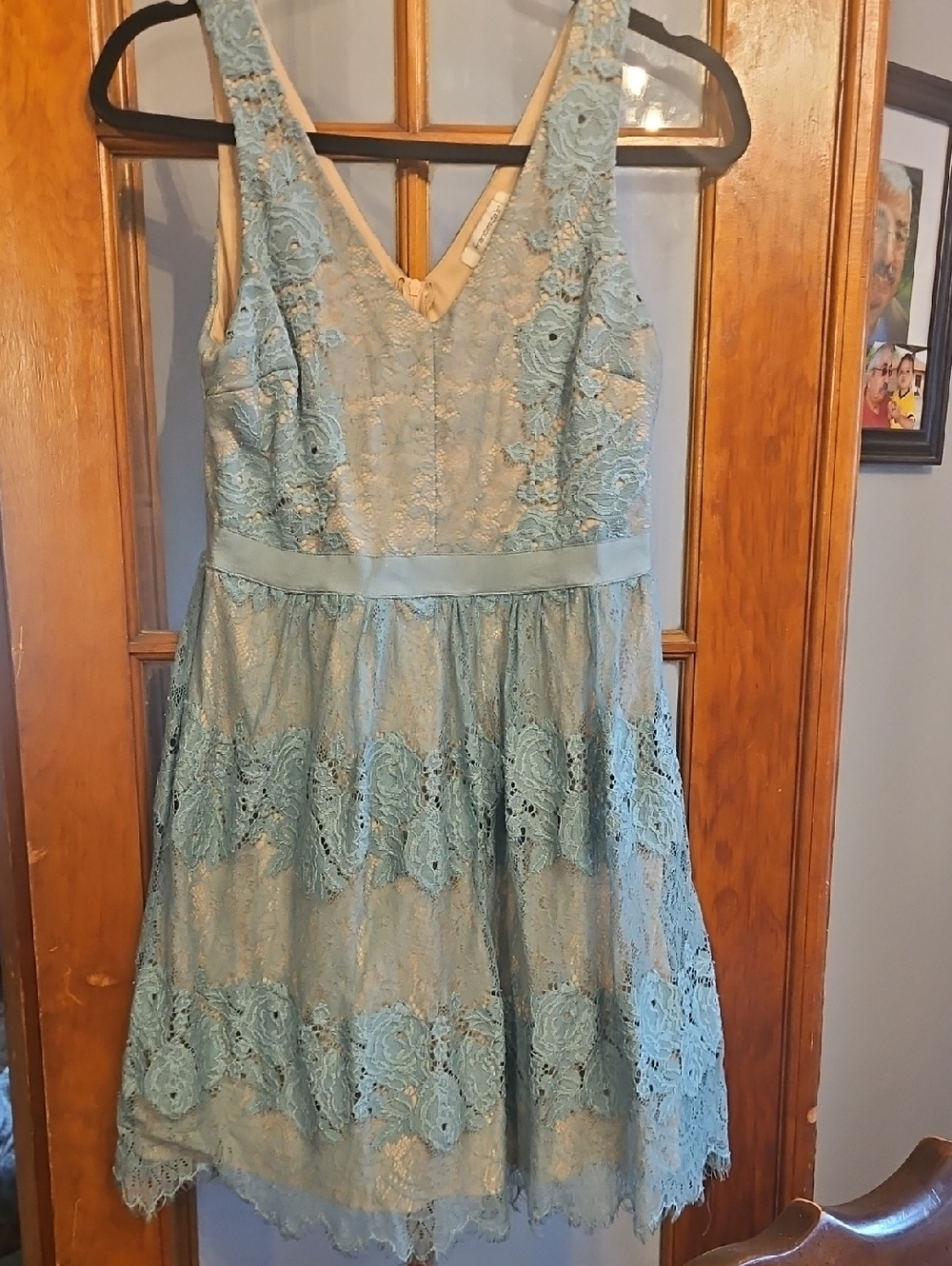Francesca's Collections Seafoam Blue Lace Fit-and-Flare Dress